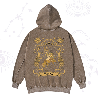 Purplehecate Taurus' Astral Mirage Zodiac Washed Hoodie