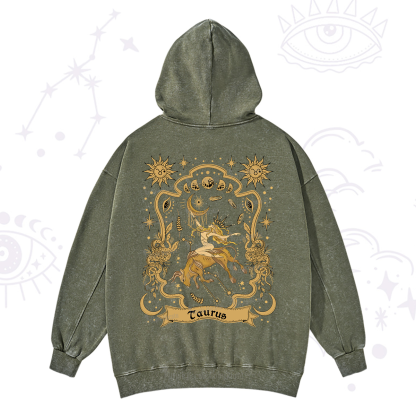 Purplehecate Taurus' Astral Mirage Zodiac Washed Hoodie