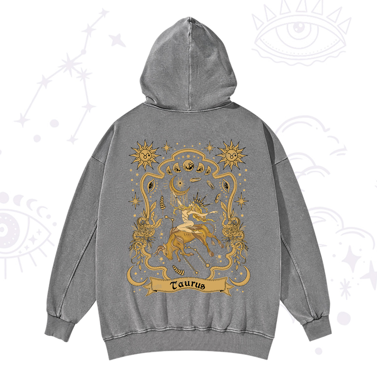 Purplehecate Taurus' Astral Mirage Zodiac Washed Hoodie