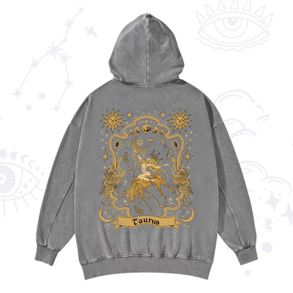 Purplehecate Taurus' Astral Mirage Zodiac Washed Hoodie