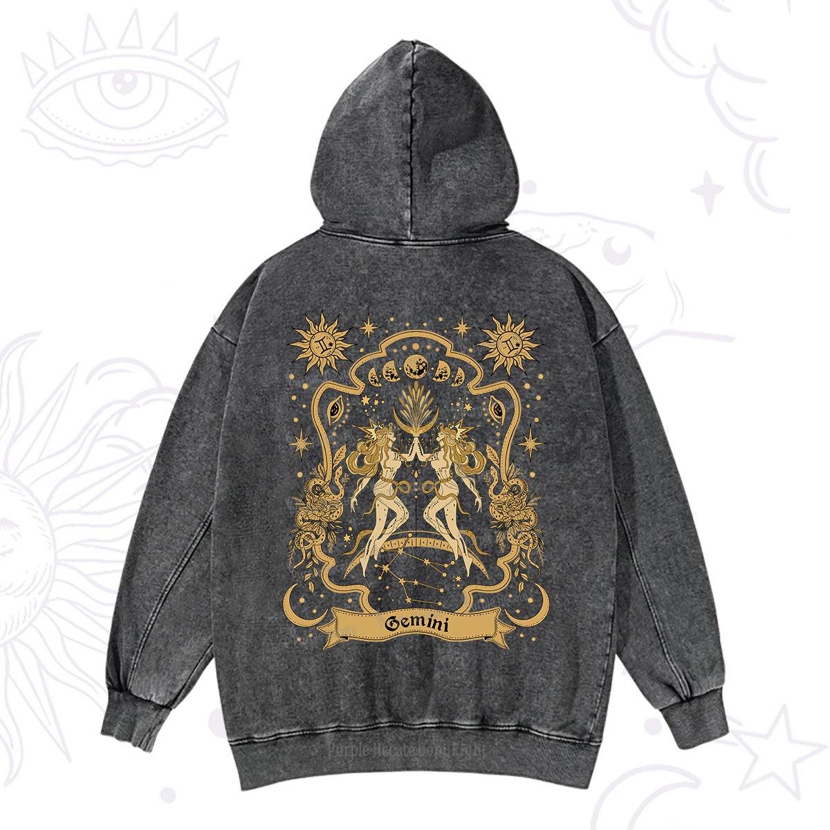 Purplehecate Gemini' Astral Mirage Zodiac Washed Hoodie