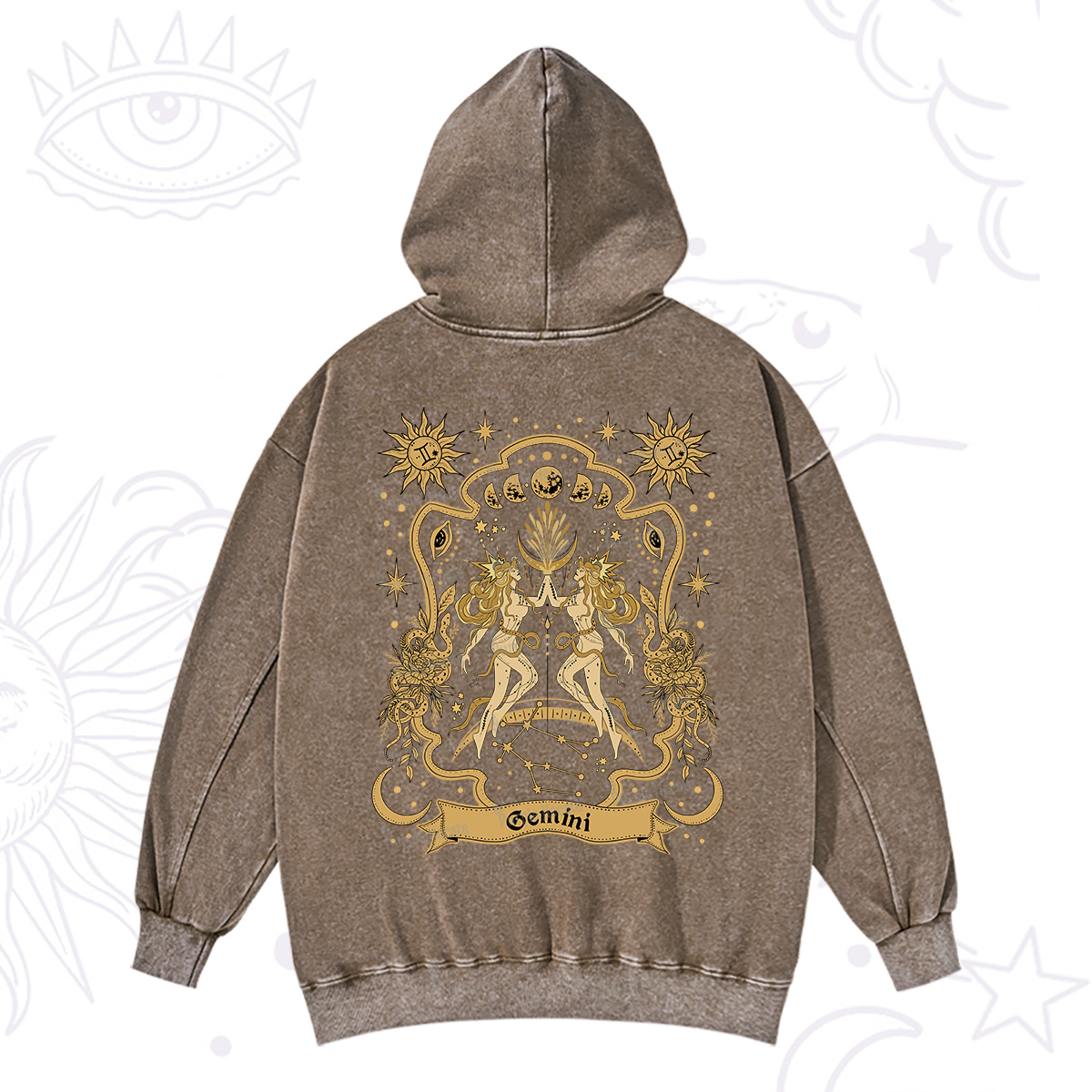Purplehecate Gemini' Astral Mirage Zodiac Washed Hoodie