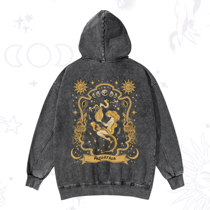 Purplehecate Aquarius' Astral Mirage Zodiac Washed Hoodie
