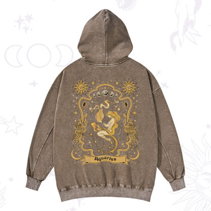 Purplehecate Aquarius' Astral Mirage Zodiac Washed Hoodie