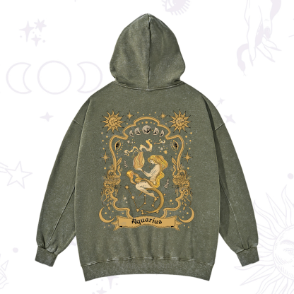 Purplehecate Aquarius' Astral Mirage Zodiac Washed Hoodie
