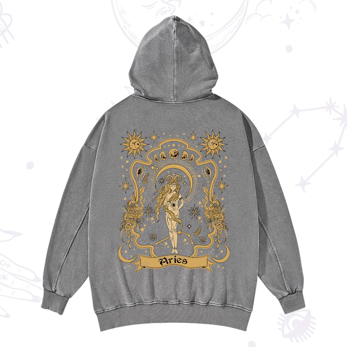 Purplehecate Aries' Astral Mirage Zodiac Washed Hoodie