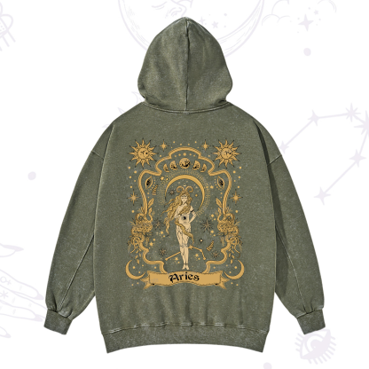 Purplehecate Aries' Astral Mirage Zodiac Washed Hoodie