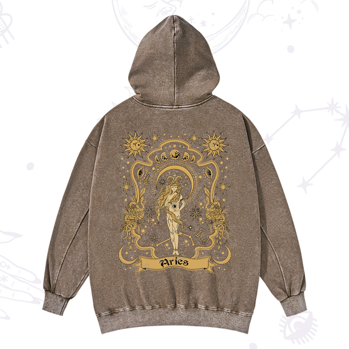 Purplehecate Aries' Astral Mirage Zodiac Washed Hoodie