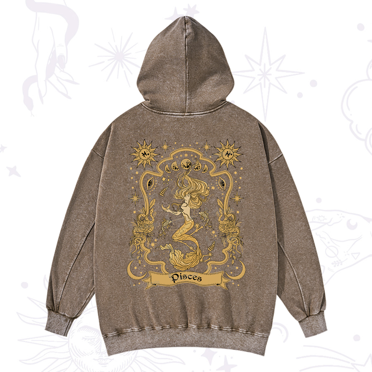Purplehecate Pisces' Astral Mirage Zodiac Washed Hoodie