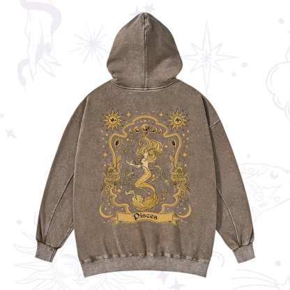 Purplehecate Pisces' Astral Mirage Zodiac Washed Hoodie