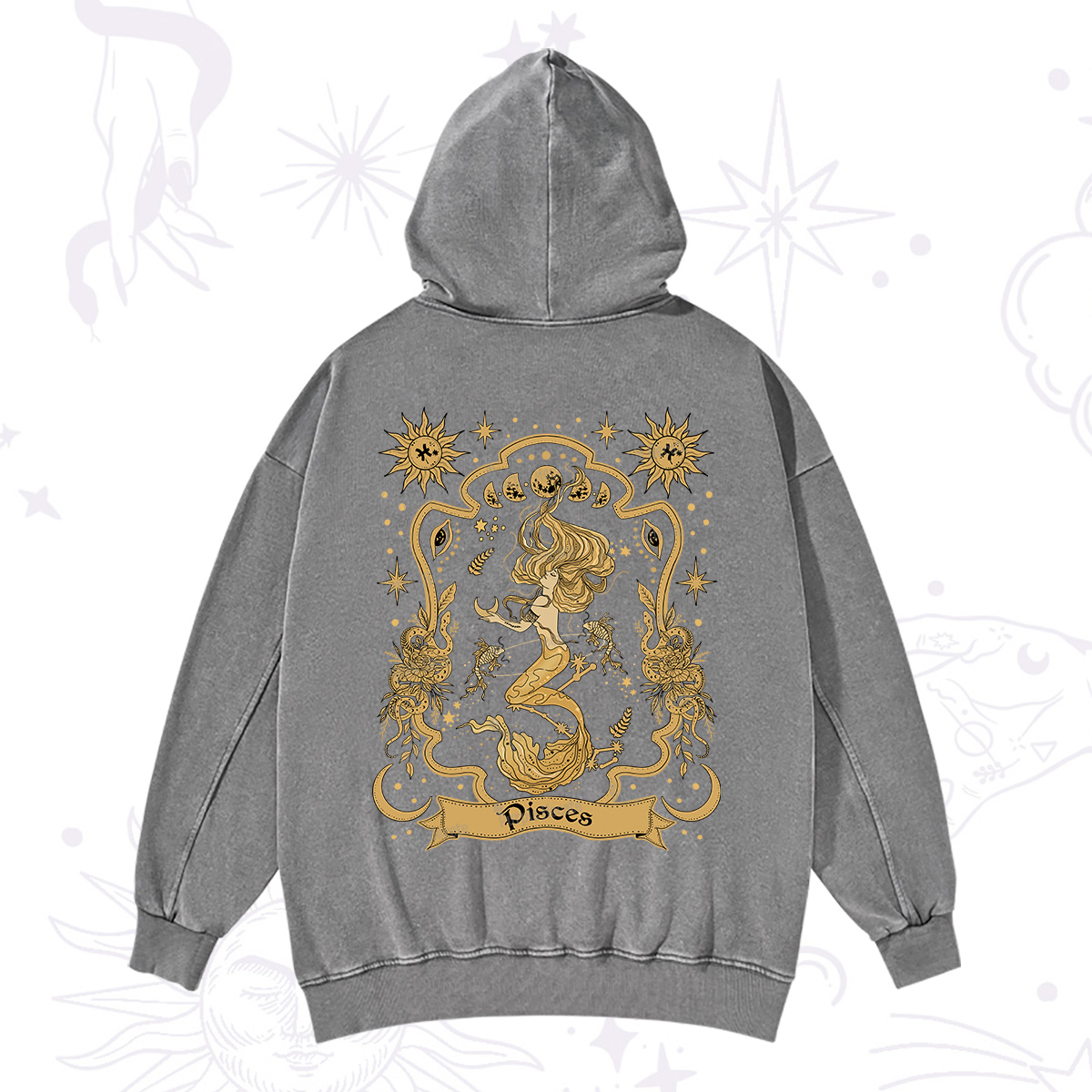 Purplehecate Pisces' Astral Mirage Zodiac Washed Hoodie
