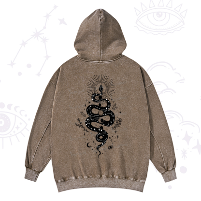 Purplehecate Mystical Moon Phases Snake Washed Hoodie
