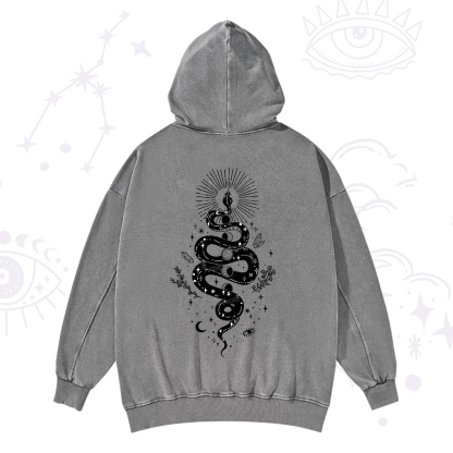 Purplehecate Mystical Moon Phases Snake Washed Hoodie