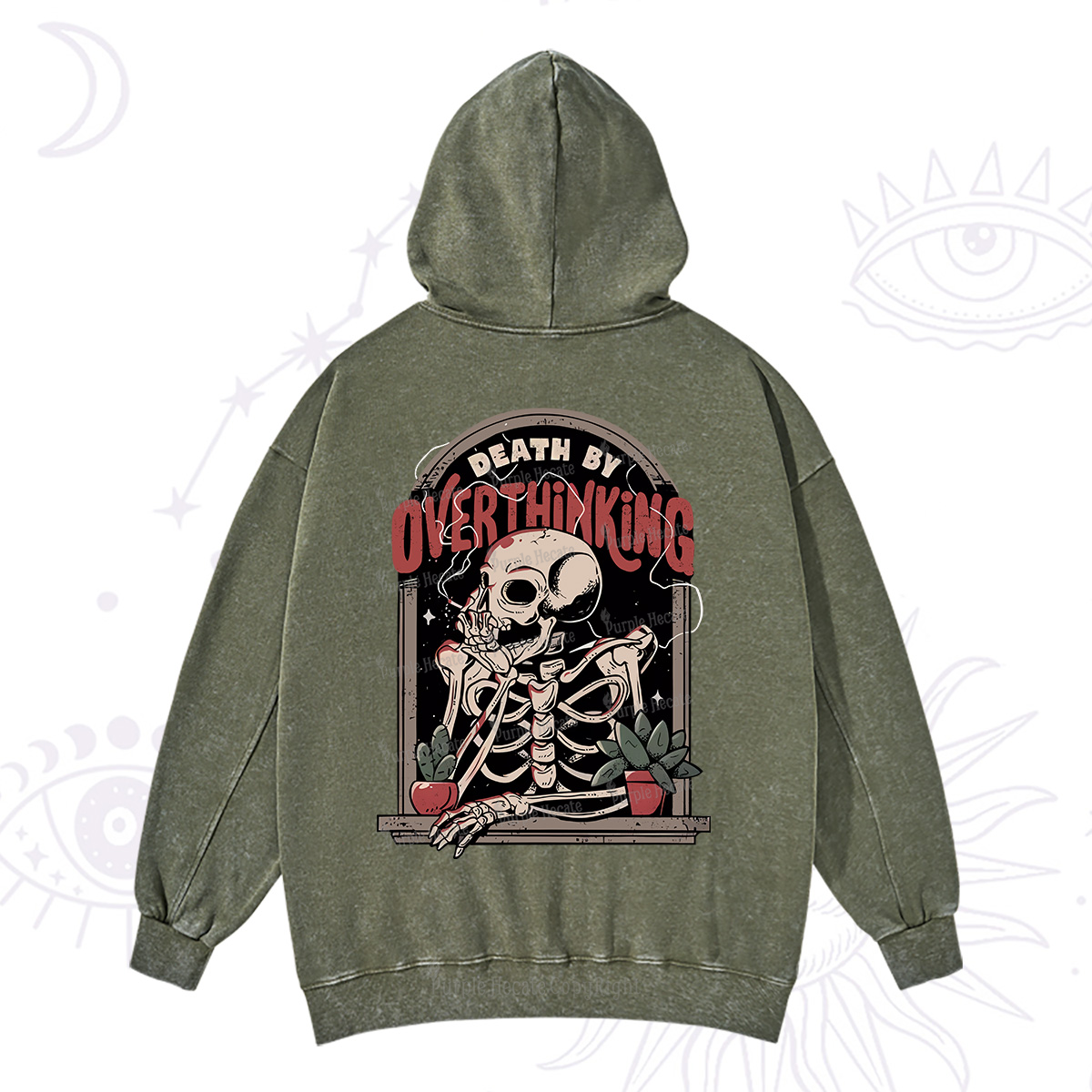 Purplehecate Death By Overthinking Washed Hoodie