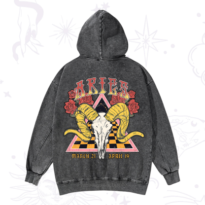 Purplehecate Aries Crew Zodiac Washed Hoodie