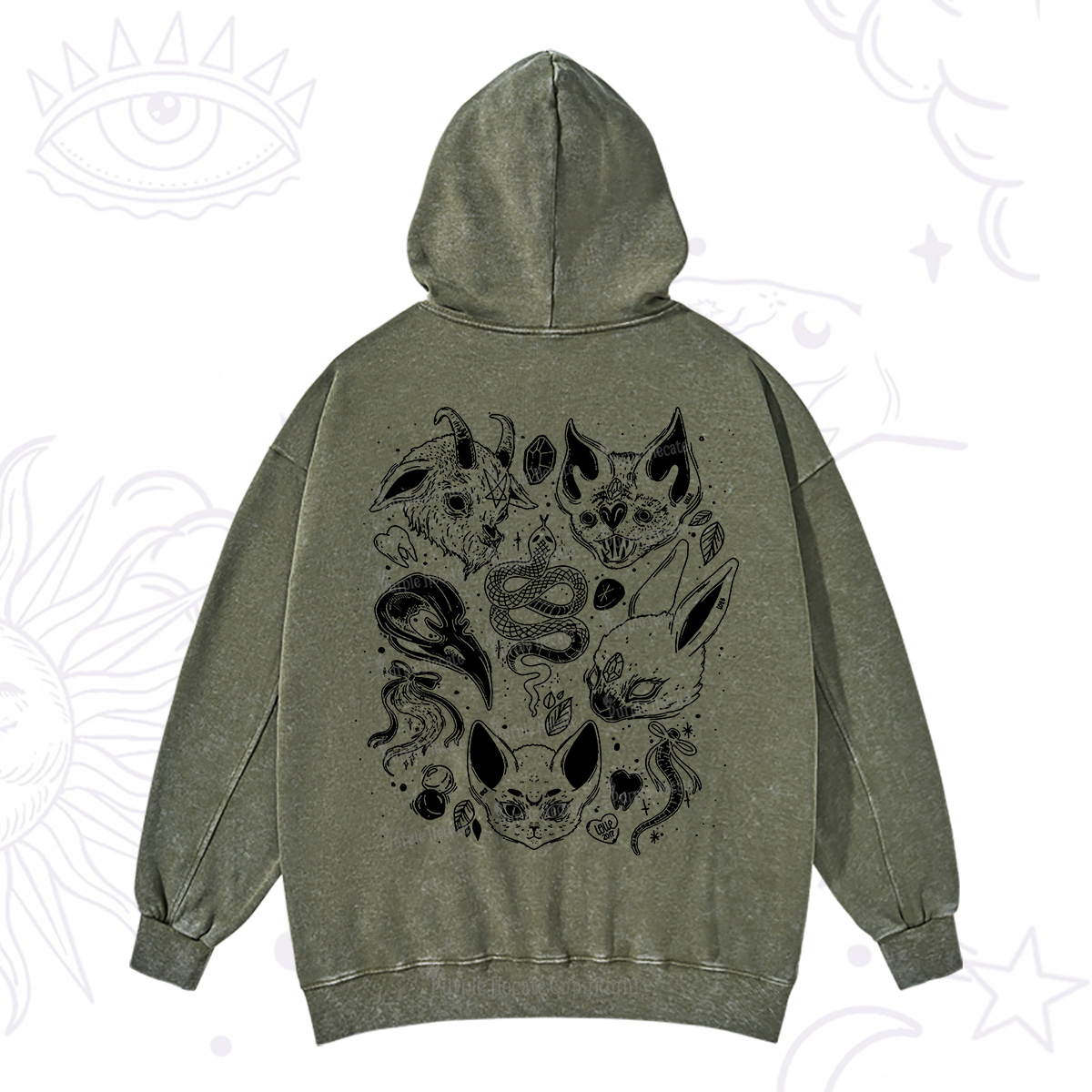 Purplehecate Familiar Spirits Washed Hoodie