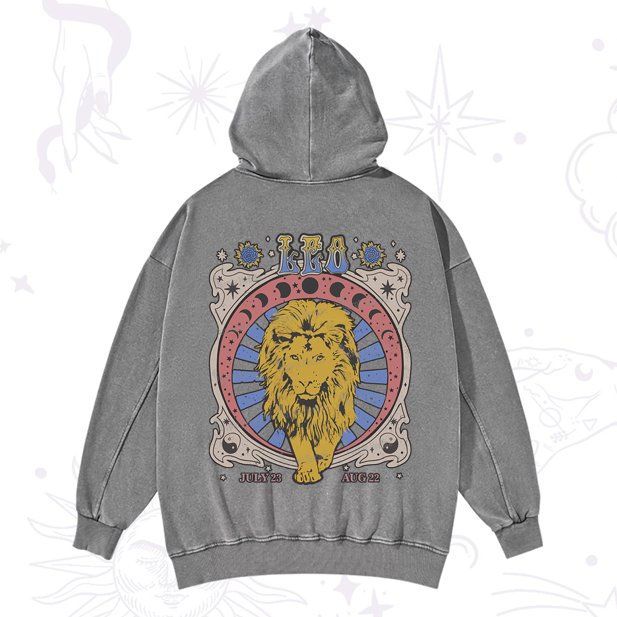 Purplehecate Leo Crew Zodiac Washed Hoodie