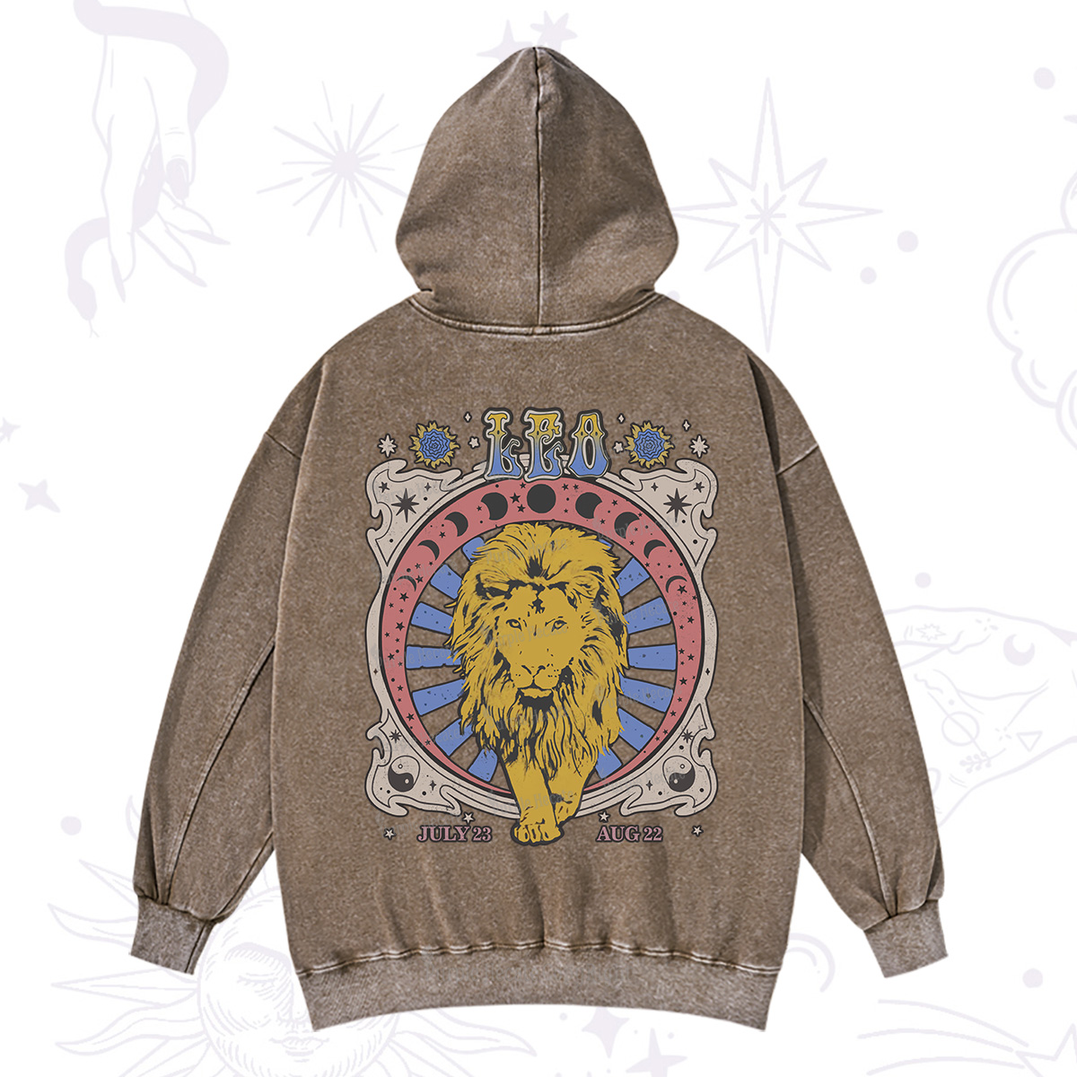 Purplehecate Leo Crew Zodiac Washed Hoodie