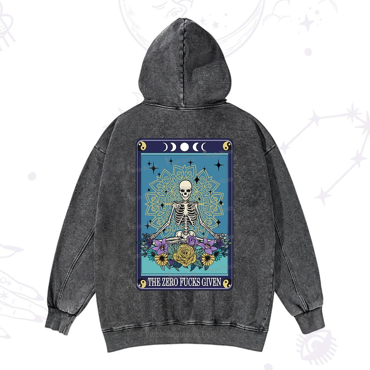 Purplehecate The Zero Fucks Given Tarot Washed Hoodie