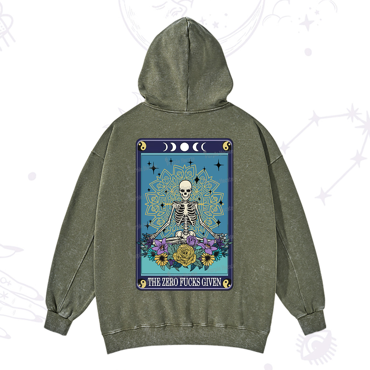 Purplehecate The Zero Fucks Given Tarot Washed Hoodie