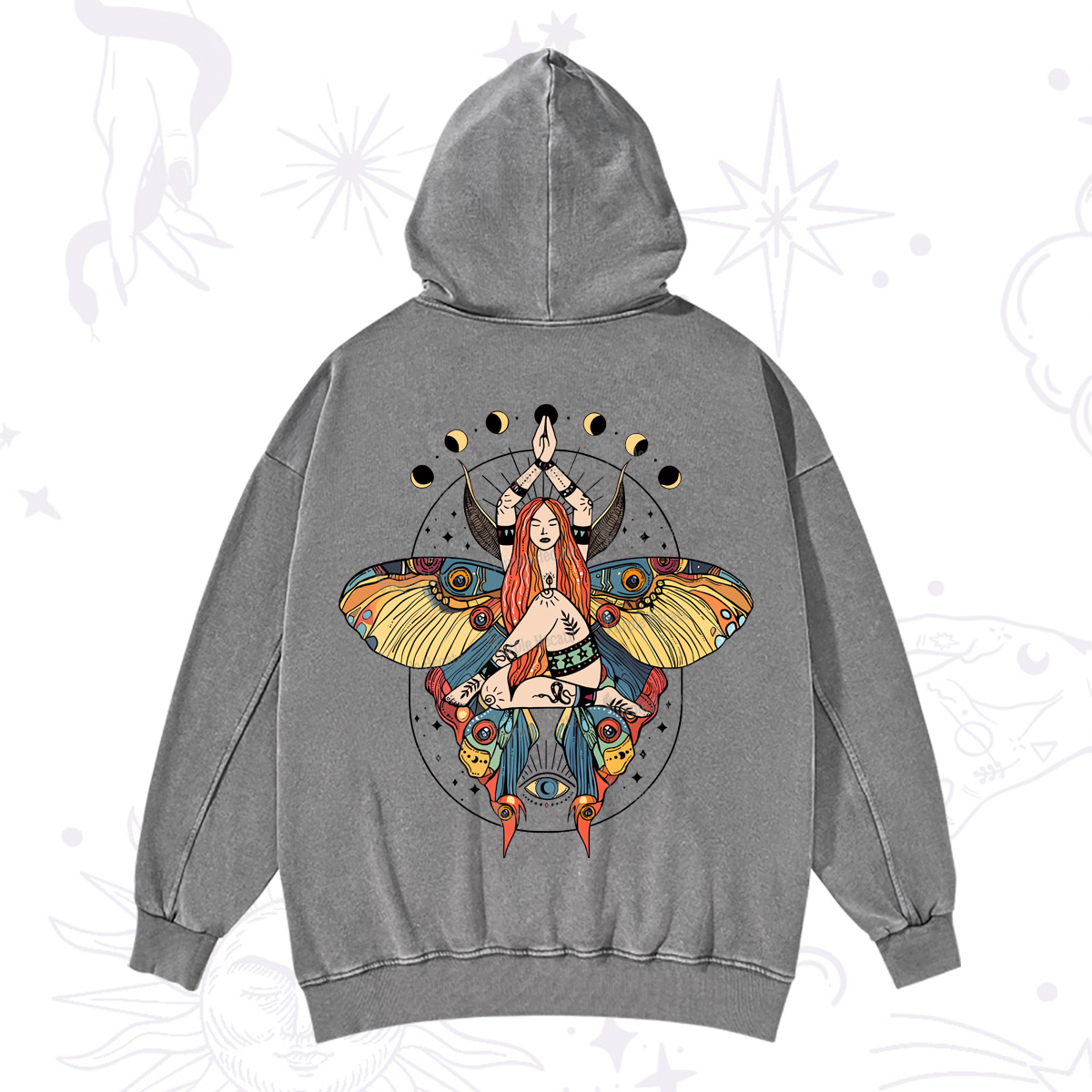 Purplehecate Luna Moth Washed Hoodie