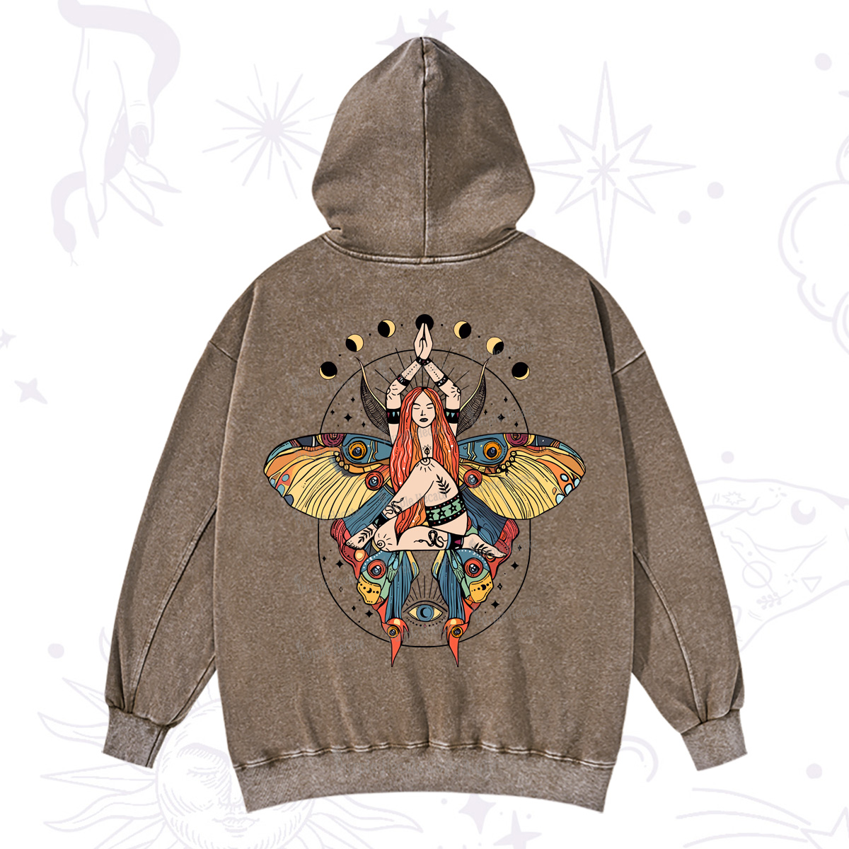 Purplehecate Luna Moth Washed Hoodie