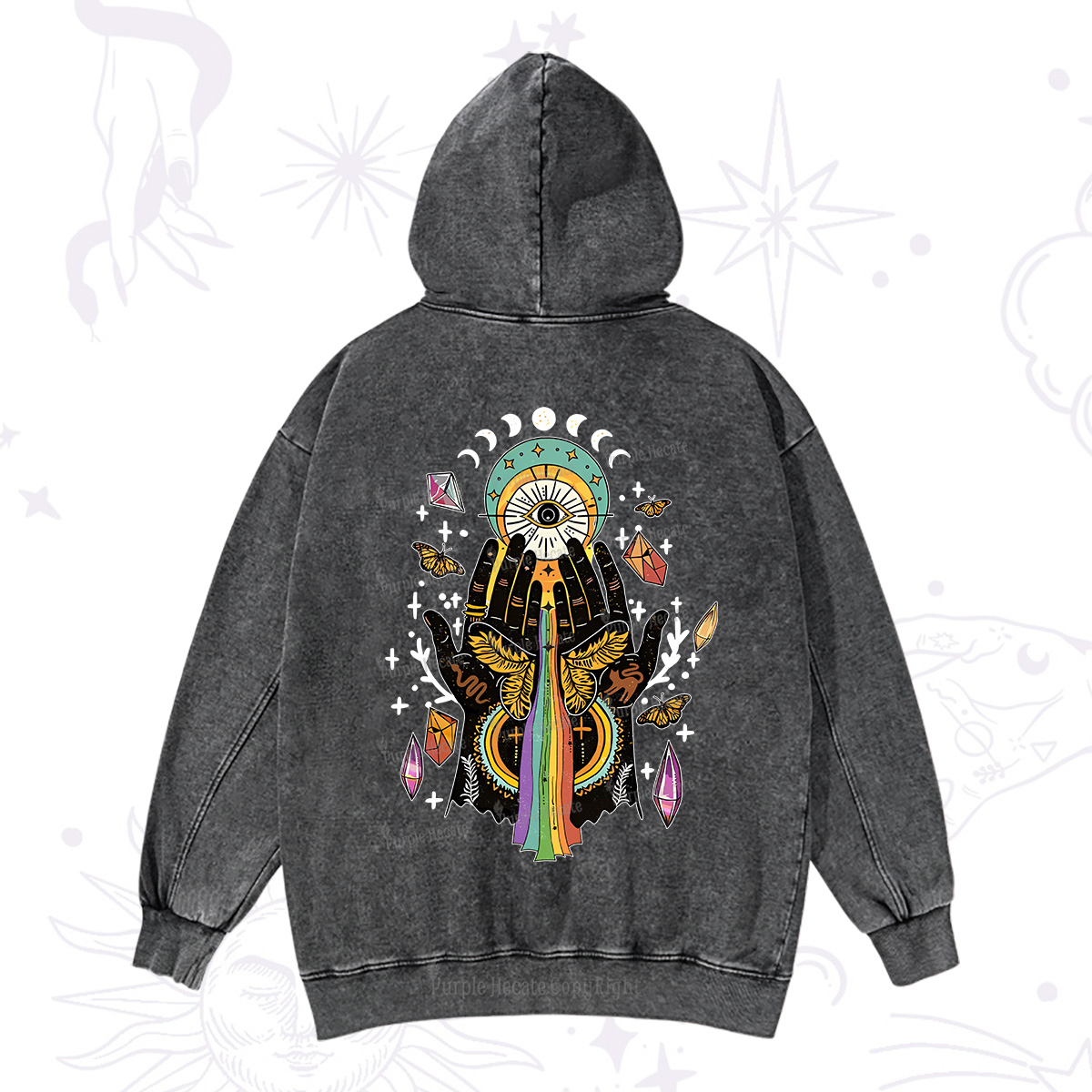 Purplehecate Mystical Witchy Hands Washed Hoodie