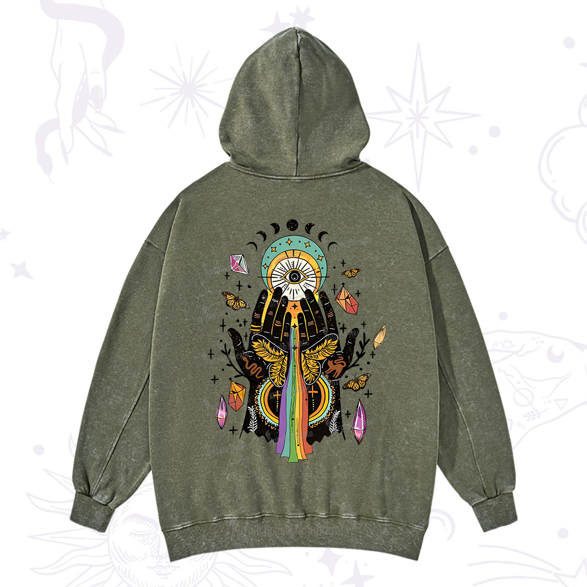 Purplehecate Mystical Witchy Hands Washed Hoodie