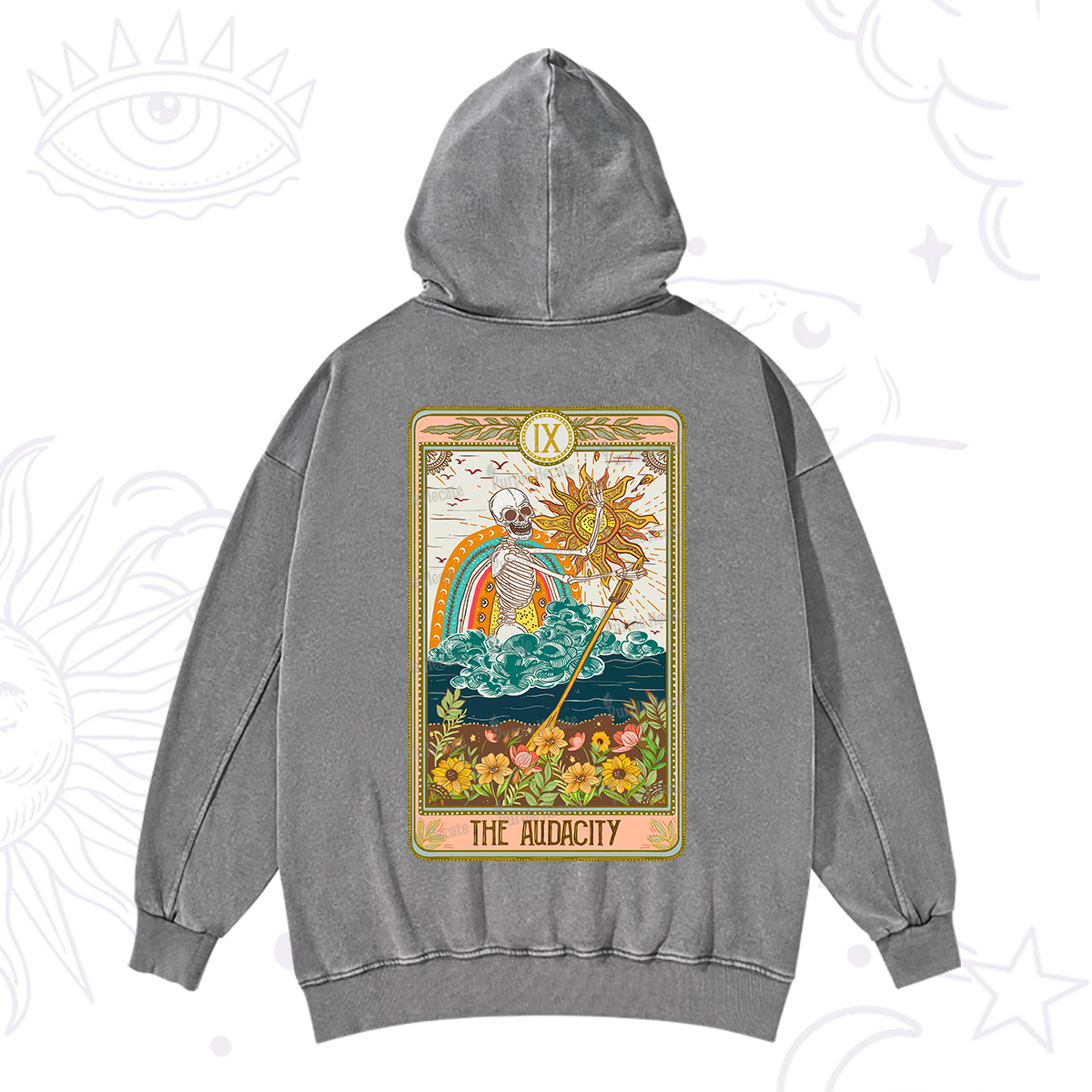 Purplehecate The Audacity Tarot Card Washed Hoodie