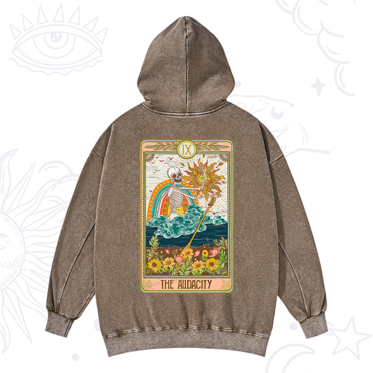 Purplehecate The Audacity Tarot Card Washed Hoodie