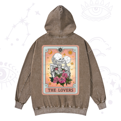 Purplehecate The Lovers Tarot Card Washed Hoodie