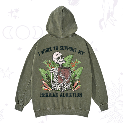 Purplehecate I Work Support My Reading Addiction Washed Hoodie