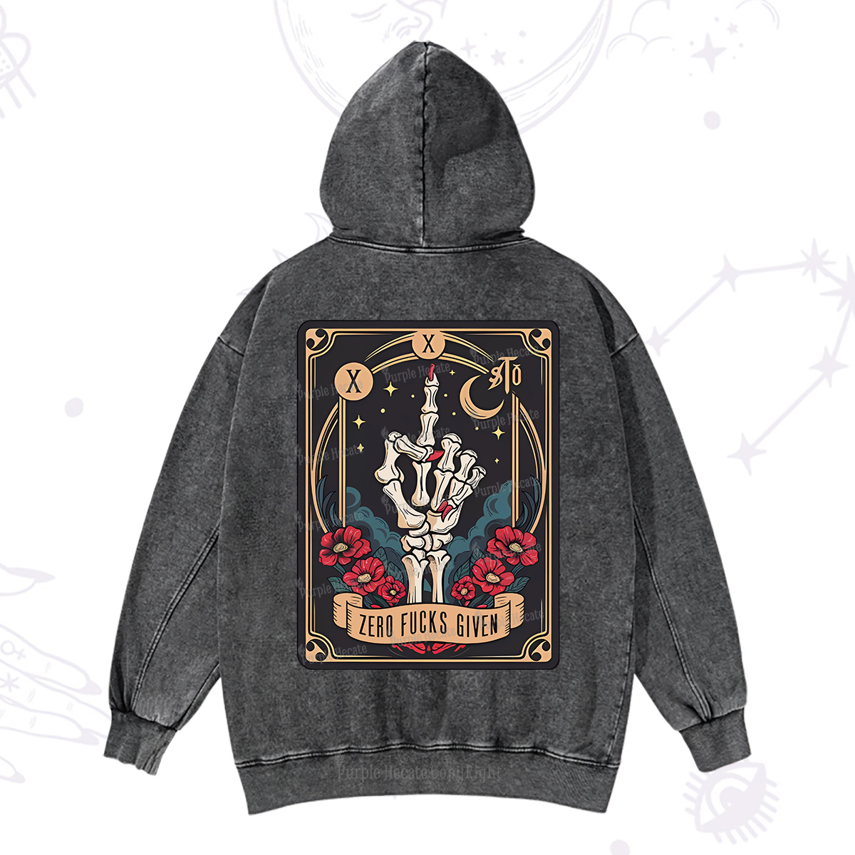 Purplehecate The Zero Fucks Given Washed Hoodie