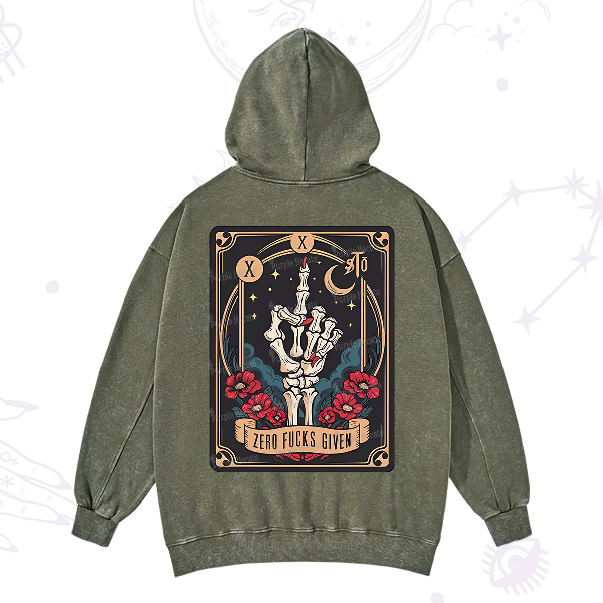 Purplehecate The Zero Fucks Given Washed Hoodie