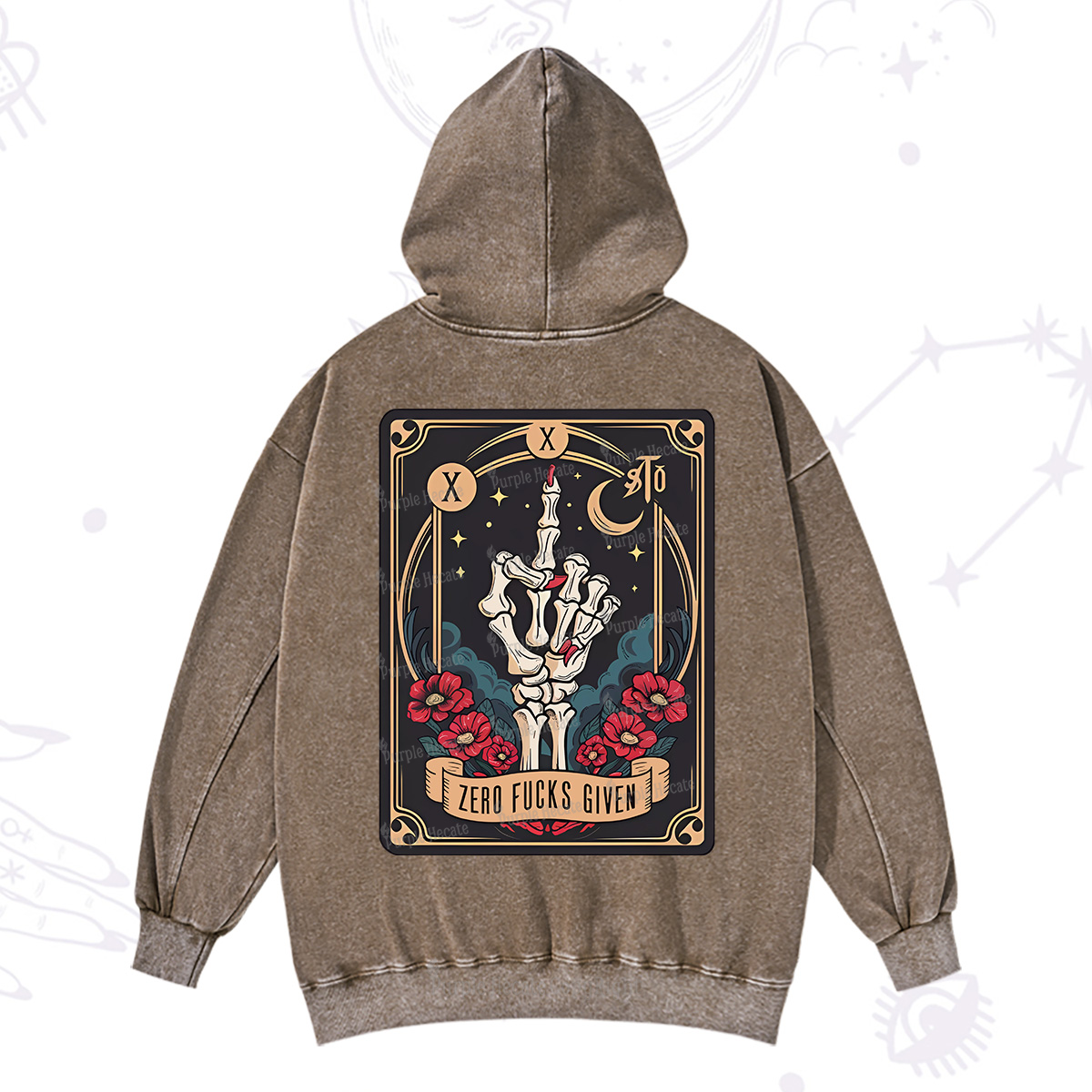 Purplehecate The Zero Fucks Given Washed Hoodie