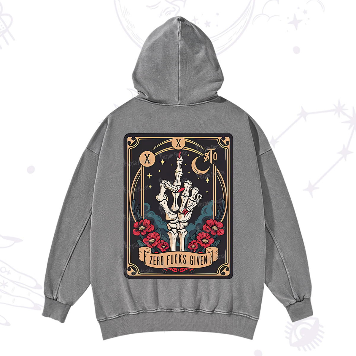 Purplehecate The Zero Fucks Given Washed Hoodie