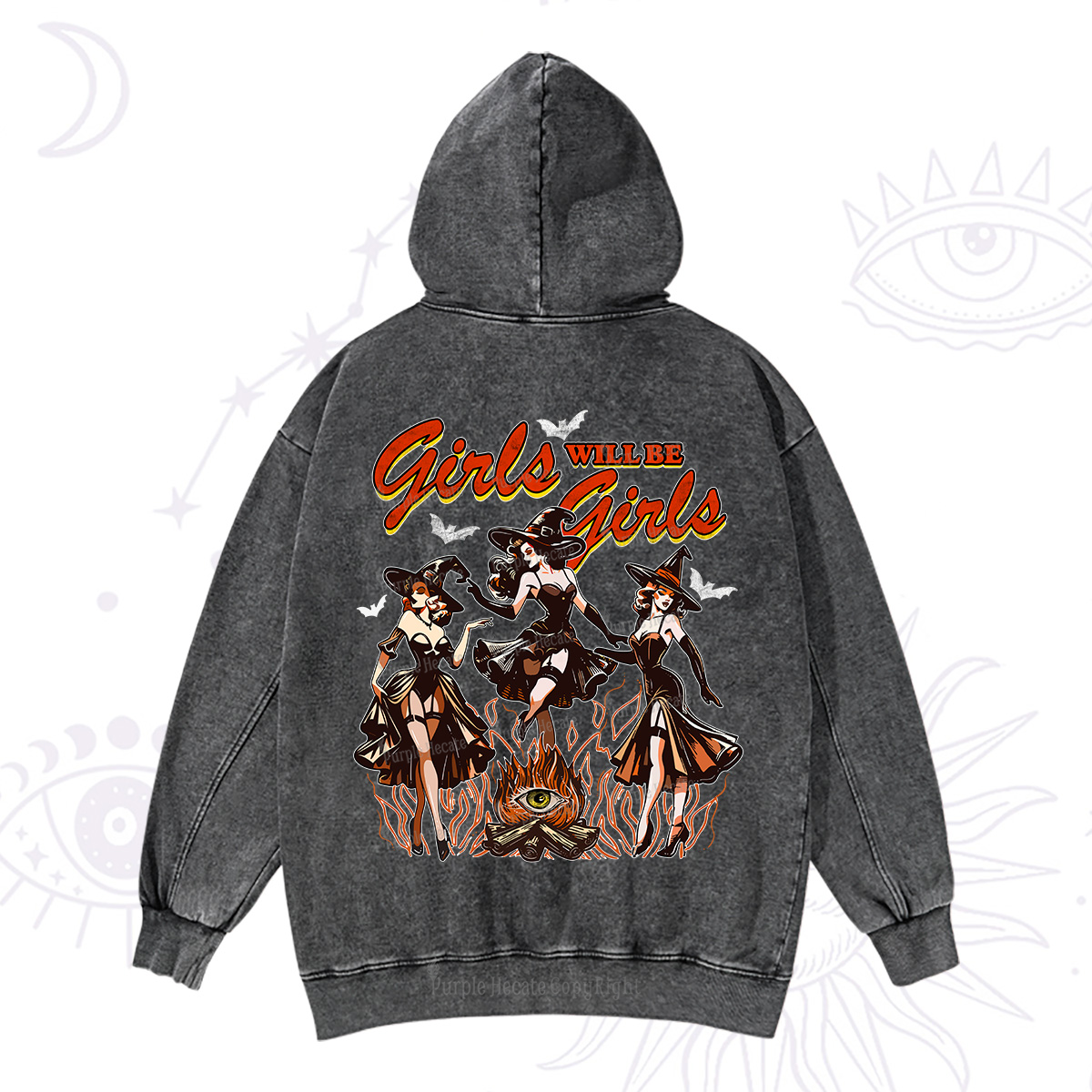 Purplehecate Girls Will Be Girls Washed Hoodie