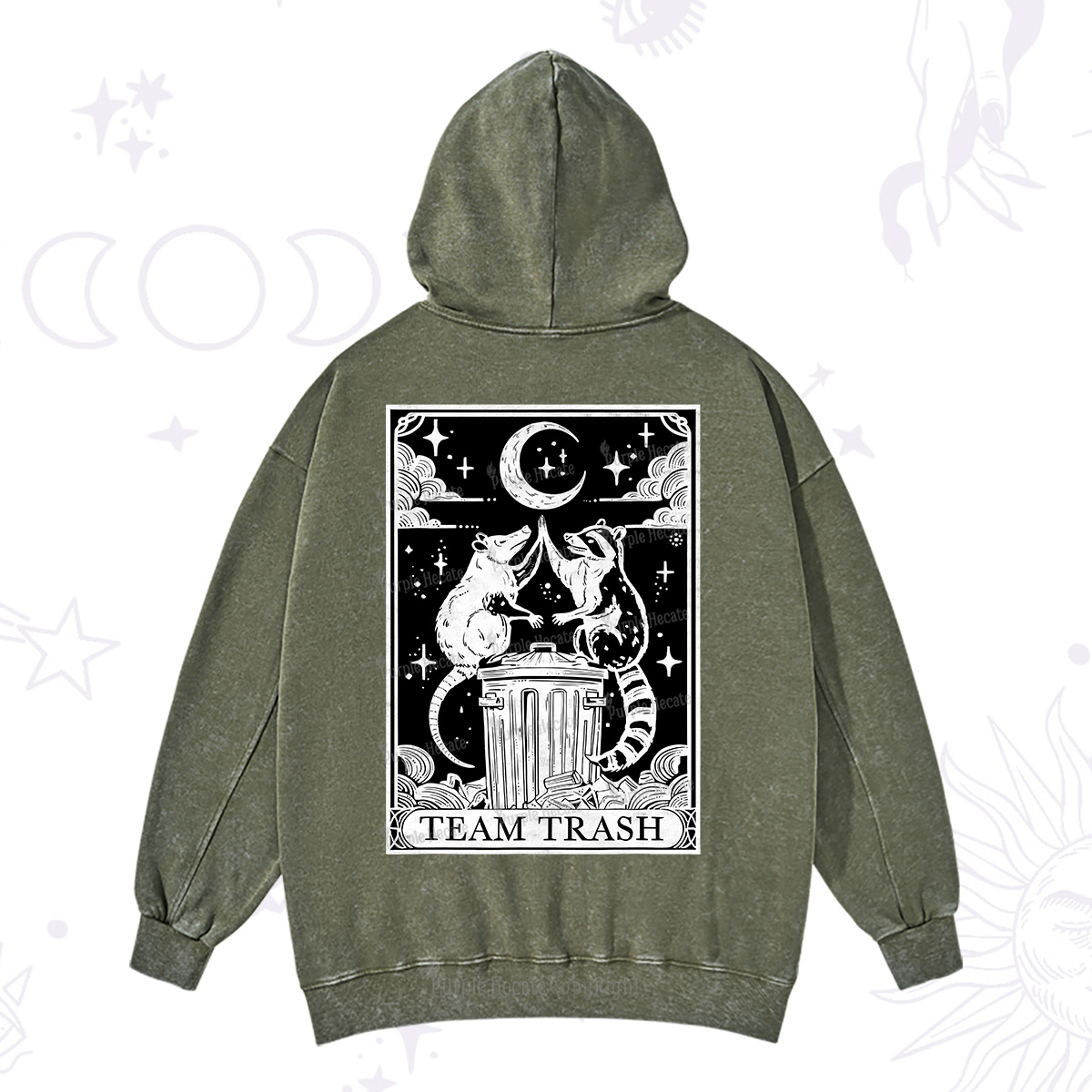 Purplehecate The Team Trash Tarot Washed Hoodie