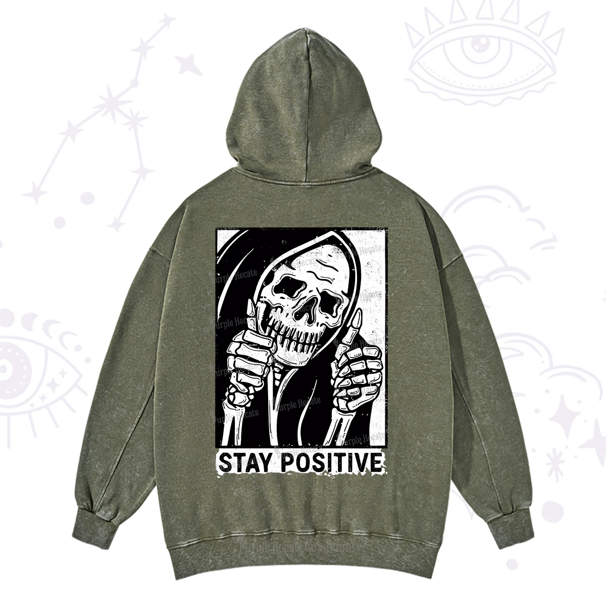 Purplehecate Stay Positive Washed Hoodie