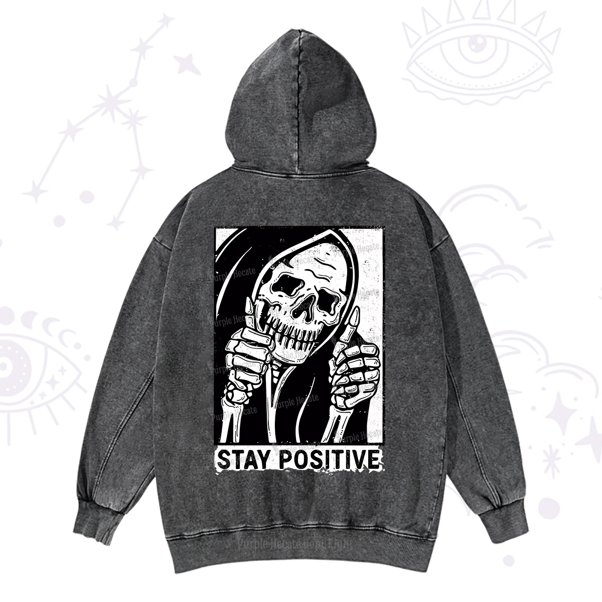 Purplehecate Stay Positive Washed Hoodie