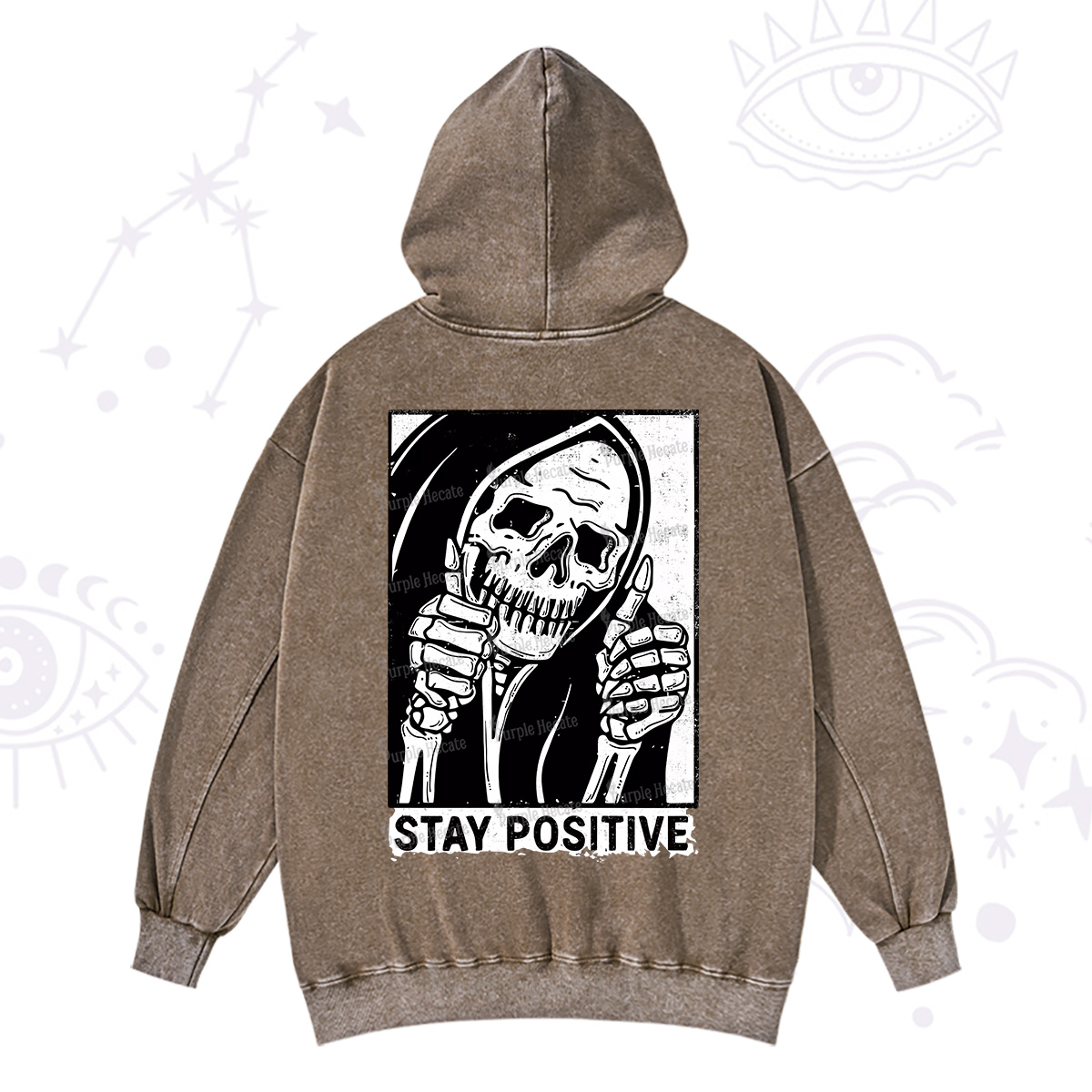 Purplehecate Stay Positive Washed Hoodie