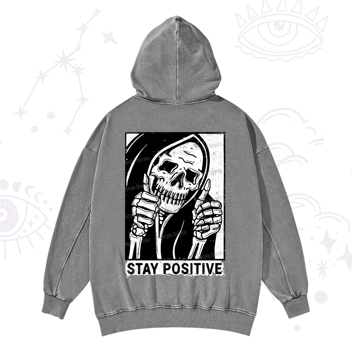 Purplehecate Stay Positive Washed Hoodie