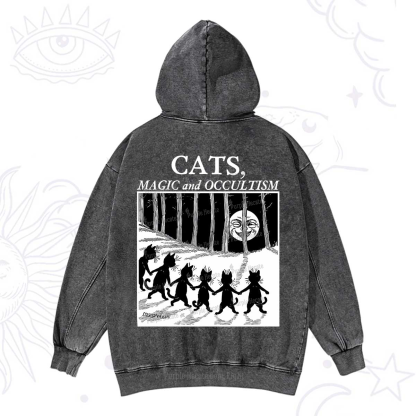 Purplehecate Cats Magic And Occultism Washed Hoodie