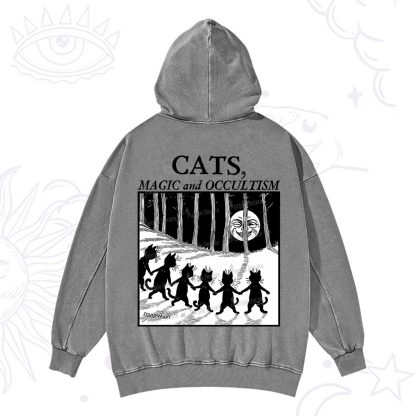 Purplehecate Cats Magic And Occultism Washed Hoodie