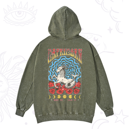 Purplehecate Capricorn Crew Zodiac Washed Hoodie
