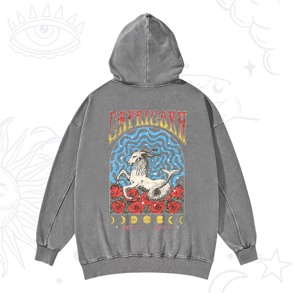 Purplehecate Capricorn Crew Zodiac Washed Hoodie