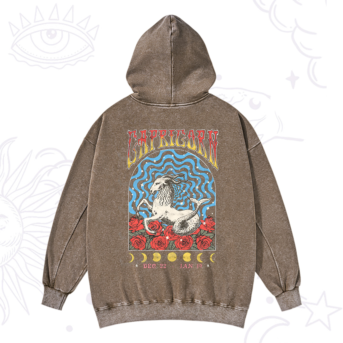 Purplehecate Capricorn Crew Zodiac Washed Hoodie