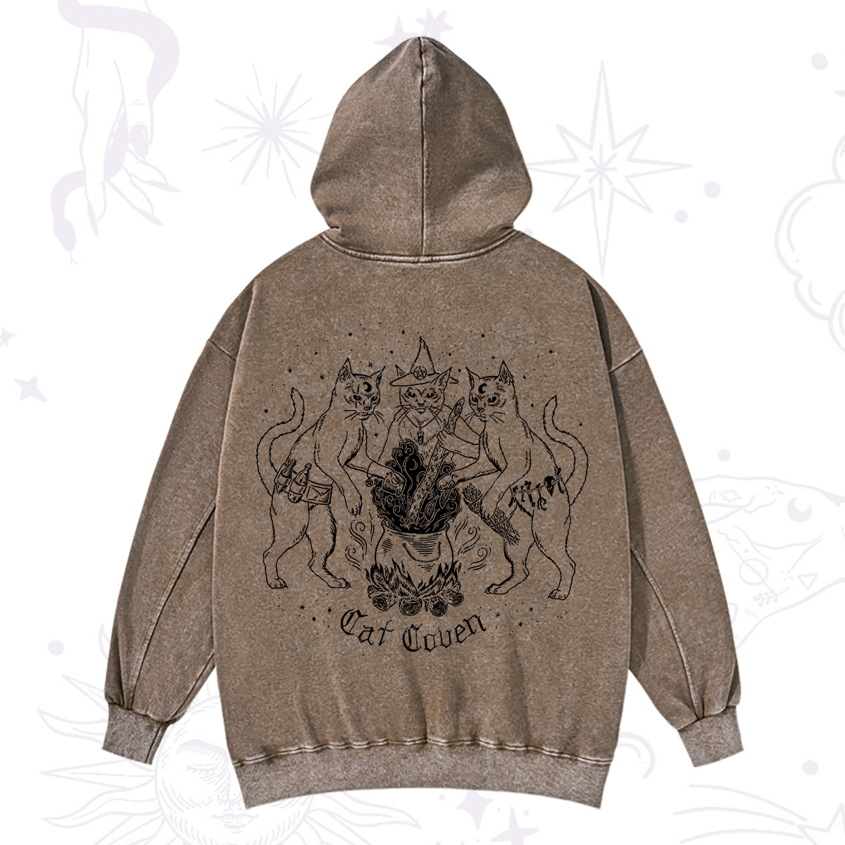 Purplehecate Cat Coven Washed Hoodie