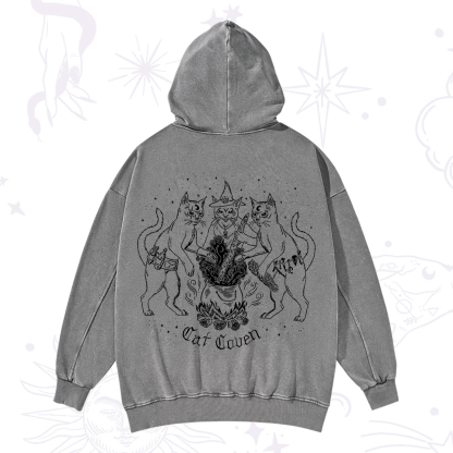 Purplehecate Cat Coven Washed Hoodie