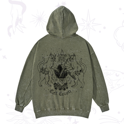 Purplehecate Cat Coven Washed Hoodie